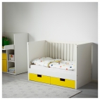 СТУВА Кроватка детская с ящиками, желтый