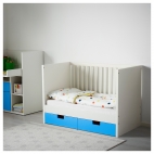 СТУВА Кроватка детская с ящиками, синий