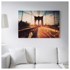 БЬЁРКСТА Картина с рамой, Бруклинский мост на закате, цвет алюминия