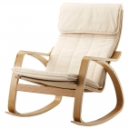 ПОЭНГ мягкое кресло-качалка с коричневым каркасом