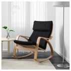 ПОЭНГ мягкое кресло-качалка с коричневым каркасом