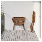 АСКХОЛЬМЕН Стол+1 складной стул, д/сада, серо-коричневая морилка