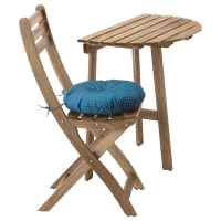 АСКХОЛЬМЕН Стол+1 складной стул, д/сада, серо-коричневый, Иттерон синий