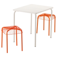 ВЭДДО/ВЭСТЕРОН Садовый стол+2 табурета, белый, оранжевый