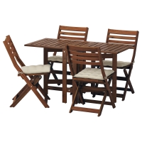 ЭПЛАРО Стол+4 складных стула, д/сада, коричневая морилка, Холло бежевый