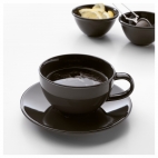 ВАРДАГЕН Чашка чайная с блюдцем, темно-серый