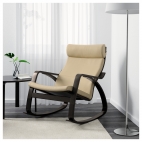 ПОЭНГ кресло-качалка с черно-коричневым каркасом