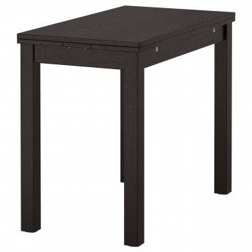 БЬЮРСТА раздвижной стол коричнево-чёрный 50/70/90x90 см