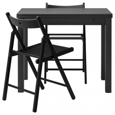 БЬЮРСТА / ТЕРЬЕ Стол и 2 стула, коричнево-чёрный, черный