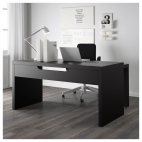 МАЛЬМ Письменный стол с выдвижной панелью, черно-коричневый