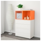 ЭКЕТ Комбинация шкафов с ножками, белый, оранжевый