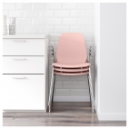 ЛЕЙФ-АРНЕ кресло легкое розовое с хромированными ножками
