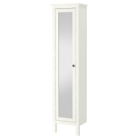 ХЕМНЭС шкаф высокий с зеркальной дверцей белый