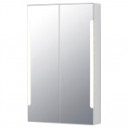 СТОРЙОРМ шкафчик зеркальный с подсветкой 2 дверцы ширина 60 см белый