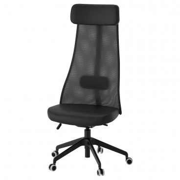 ЯРФЬЯЛЕТ черное офисное кресло с активной поясничной поддержкой без подлокотников
