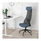 ЯРФЬЯЛЕТ синее кресло для офиса с активной поясничной поддержкой без подлокотников