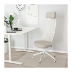 ЯРФЬЯЛЕТ белое кресло для офиса с активной поясничной поддержкой без подлокотников