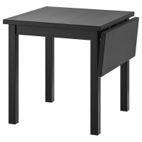 НОРДВИКЕН Стол с откидной полой, черный, 74/104x74 см