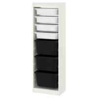 ТРУФАСТ Комбинация д/хранения+контейнеры, белый, белый черный, 46x145 см