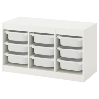ТРУФАСТ Комбинация д/хранения+контейнеры, белый, белый, 99x44x56 см