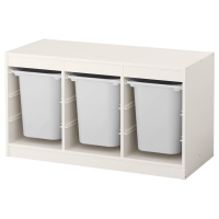 ТРУФАСТ Комбинация д/хранения+контейнеры, белый, белый, 99x44x56 см