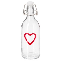 КОРКЕН Бутылка с пробкой, прозрачное стекло, с рисунком, 0.5 л