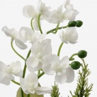 ВИНТЕРФЕСТ Искусственное растение в горшке, оформление, Орхидея белый, 12 см