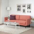 SKULTORP 3-местный диван, светло-коричнево-розовый / черный