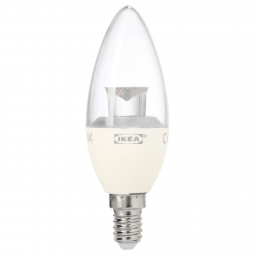 ЛЕДАРЕ светодиод теплый белый прозрачный E14 400 лм, регулируемая яркость